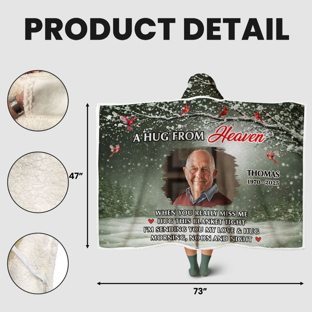 A Hug From Me - Personalized Hooded Blanket
