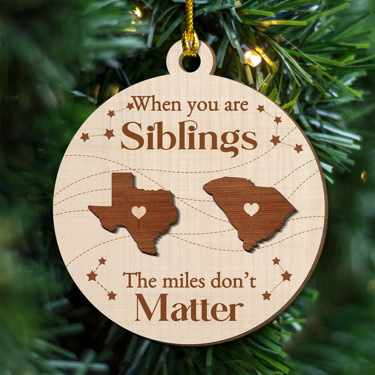 Custom Family Ornament, Christmas Gift for Family Members •  When You Are Family The Miles Do Not Matter - Personalized Freeshape 2-Layered Wood Ornament