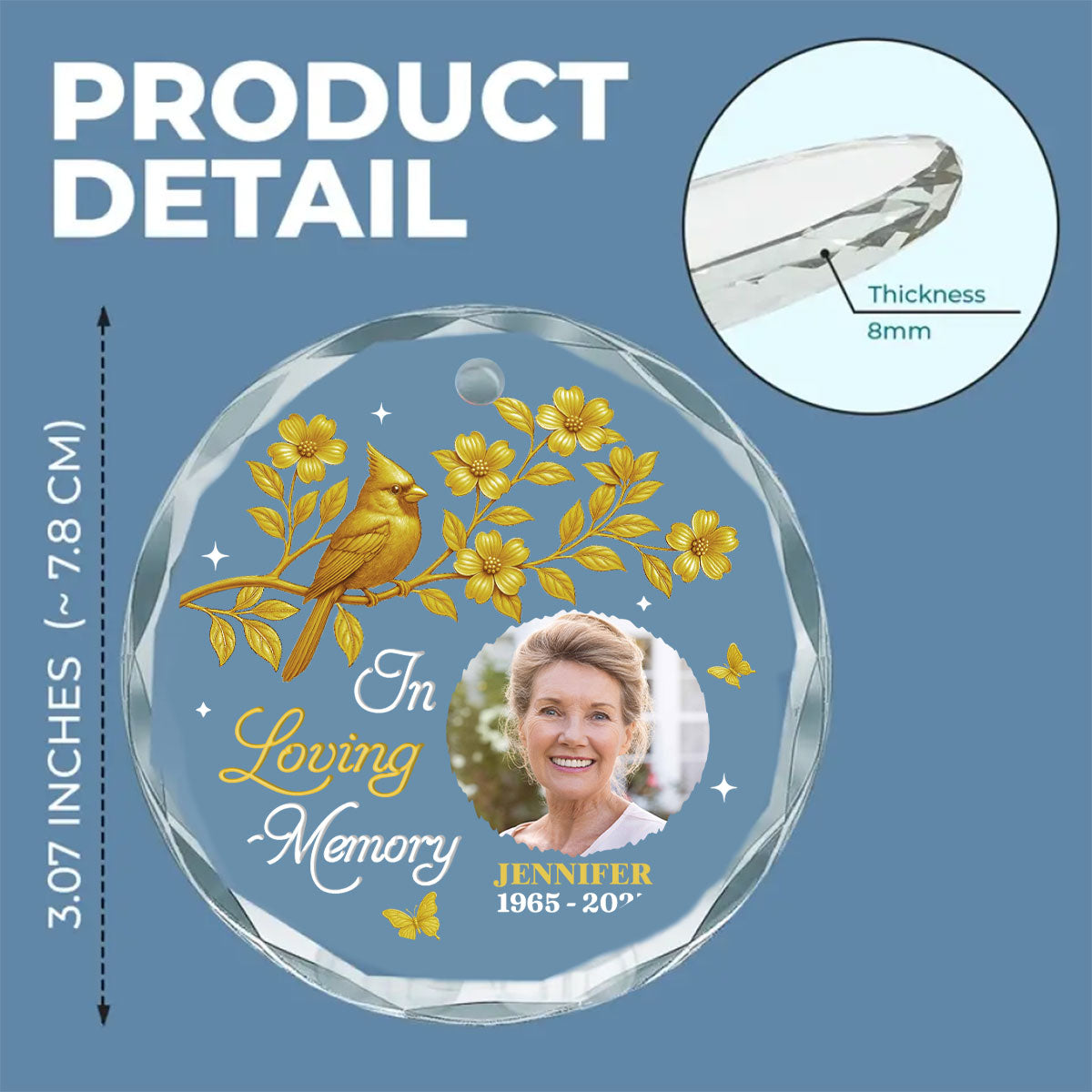 Custom Photo Memorial Christmas Ornament, Sympathy Keepsake • Our Loving Memory - Personalized Glass Ornament