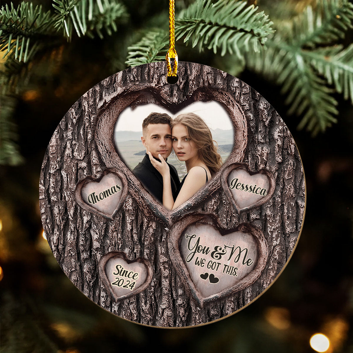 Custom Photo Couple Christmas Ornament, Anniversary Gift • I Am Yours No Returns Or Refunds - Personalized Wood Ornament