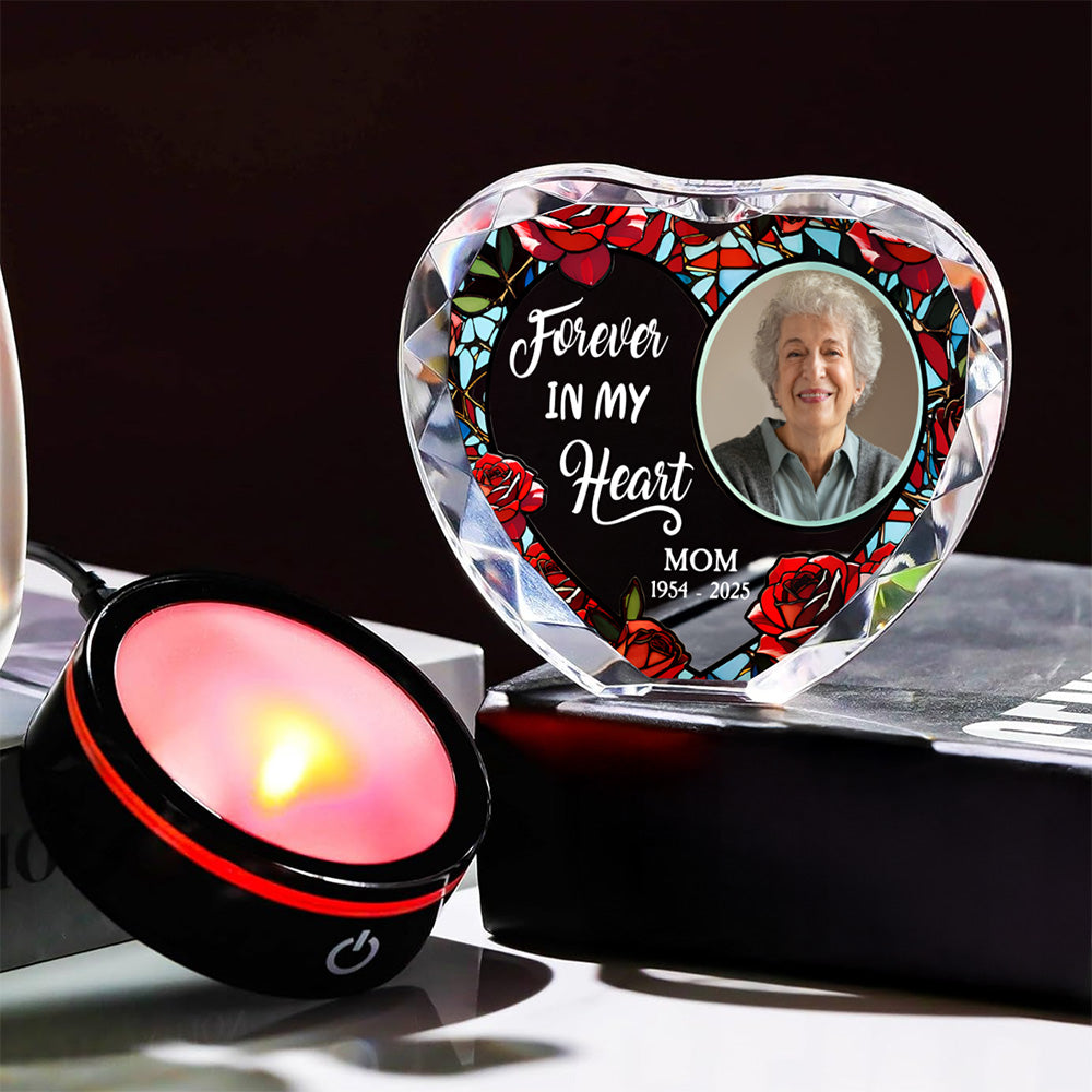 Forever In My Heart Version 2 - Personalized Crystal Led Light