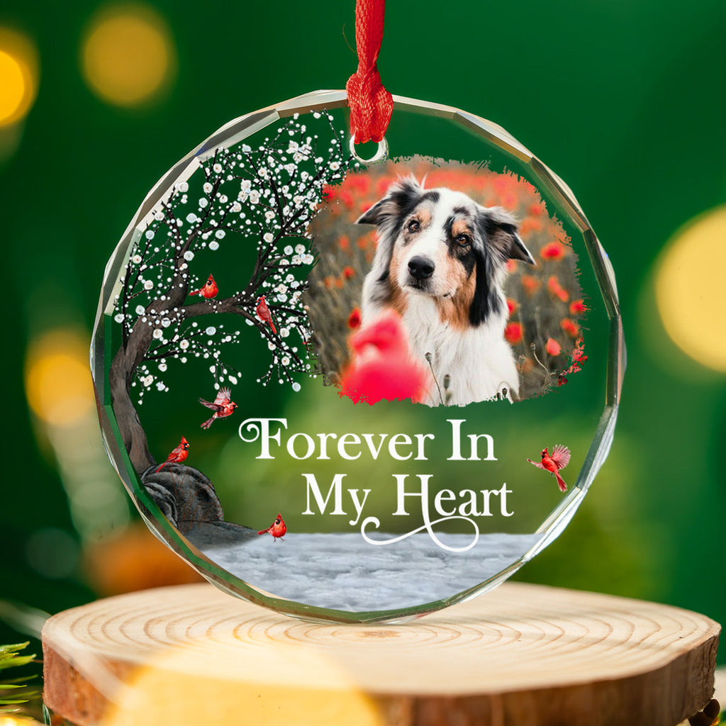 Custom Photo Memorial Christmas Ornament, Sympathy Keepsake • Always With You - Personalized Glass Ornament