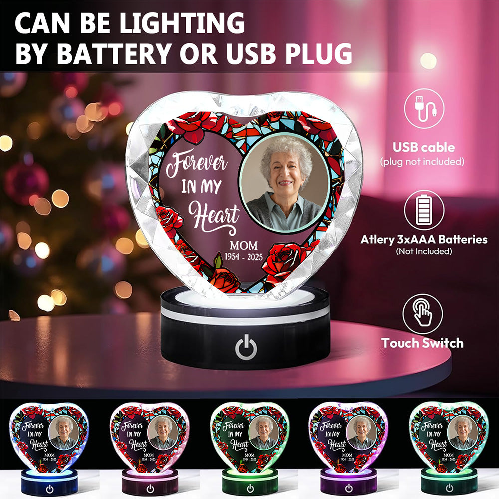 Forever In My Heart Version 2 - Personalized Crystal Led Light