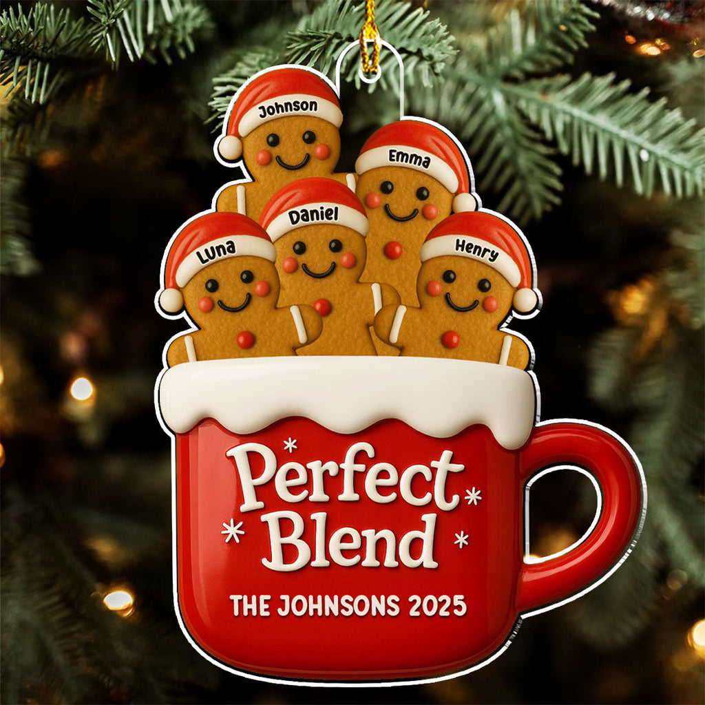 Custom Family Ornament, Christmas Gift for Family Members •  A Perfect Blend - Personalized Acrylic Ornament
