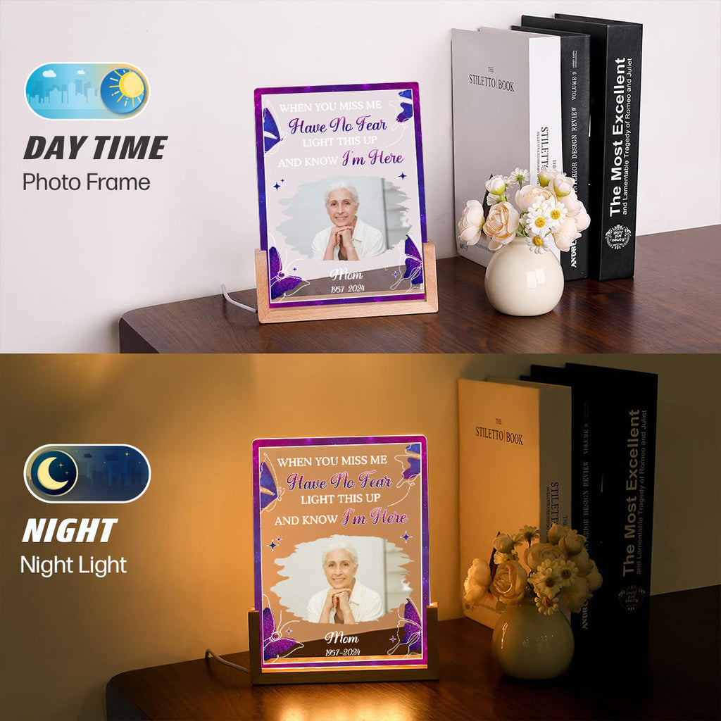 Custom Photo Memorial Gift, Sympathy Keepsake For Loved Ones • When You Miss Me - Personalized Night Light