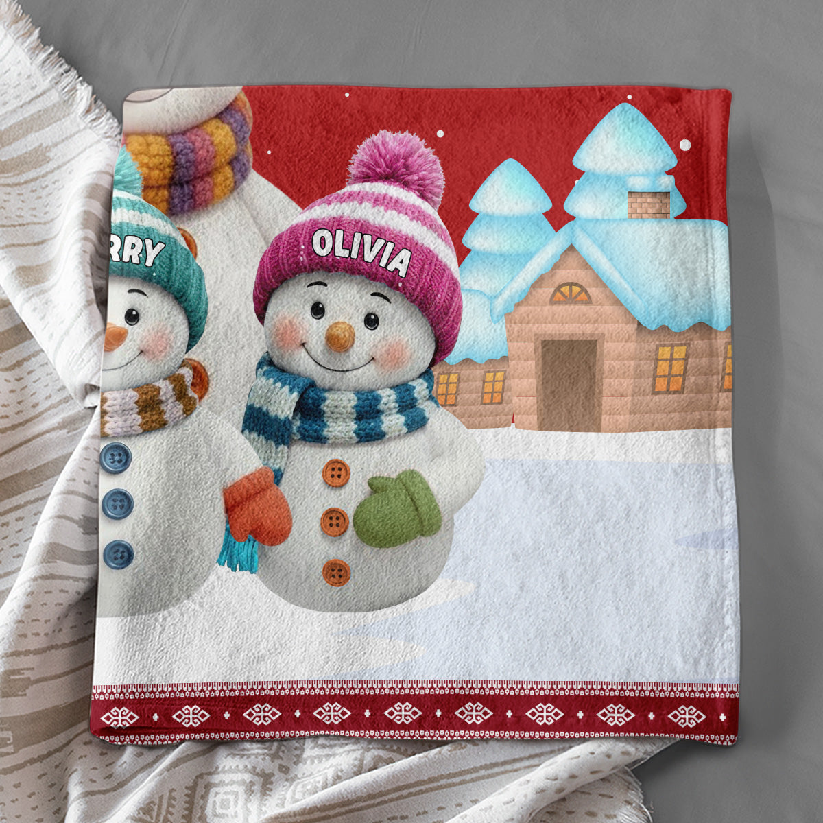 Grandkids Knitting - Personalized Fleece Blanket