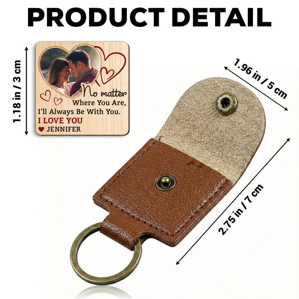 Custom Photo Coin Keychain for Husband, Couple Anniversary Valentine's Day Gifts • Drive Safe Man - Personalized Wooden Pocket Hug