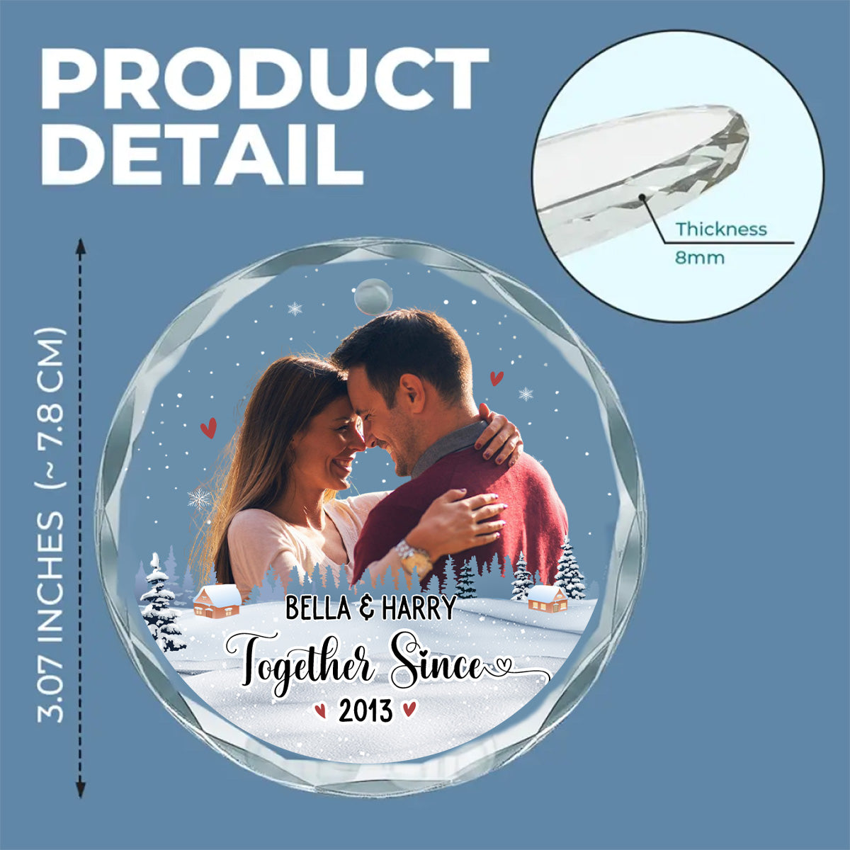 Custom Photo First Christmas Ornament Married, Gift for Newlyweds • Our First Christmas Photo - Personalized Glass Ornament