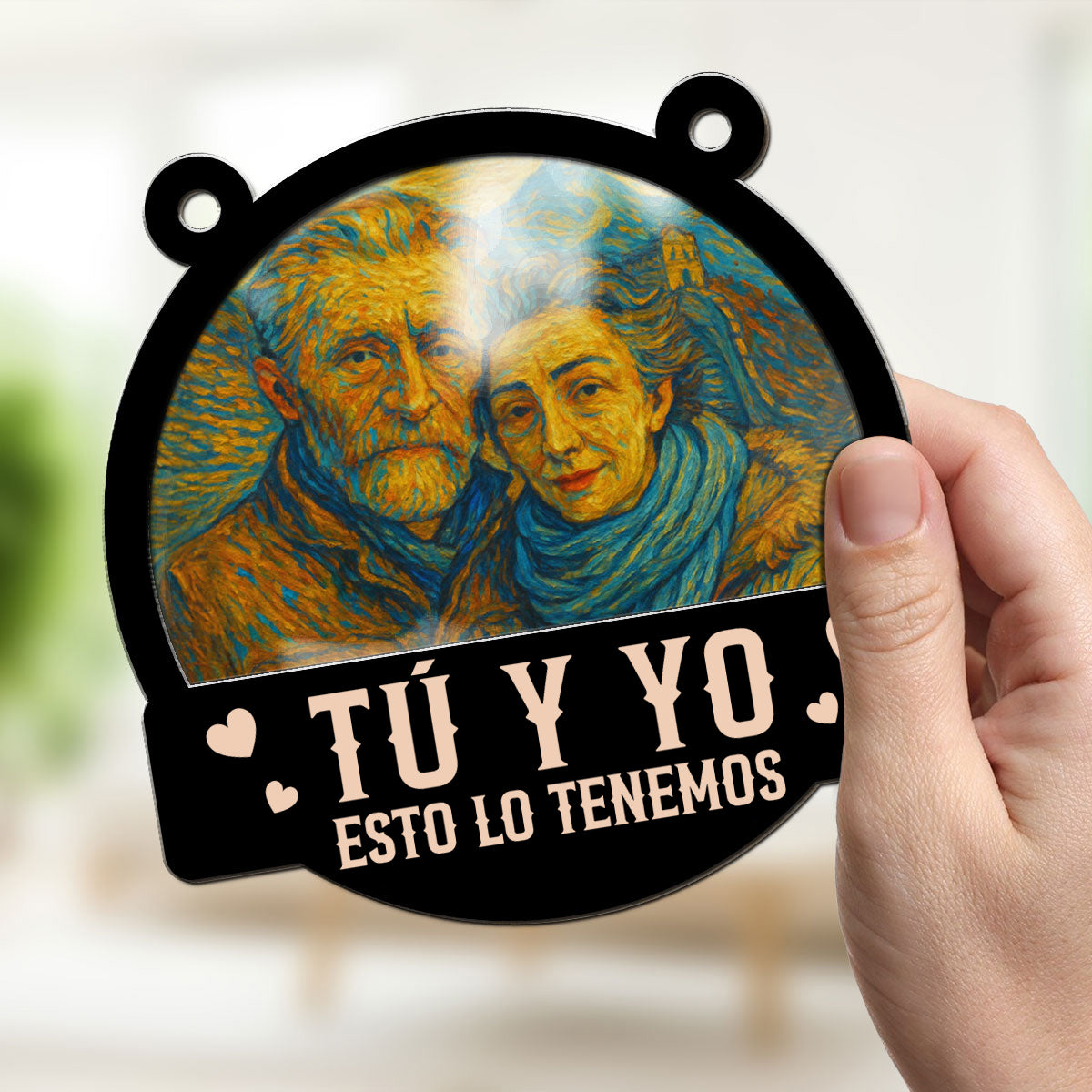 Custom Photo Couple Hanging Decor, Anniversary Valentine's Day Gifts • Juntos Hasta Nuestro Último Aliento - Atrapasol Personalizado