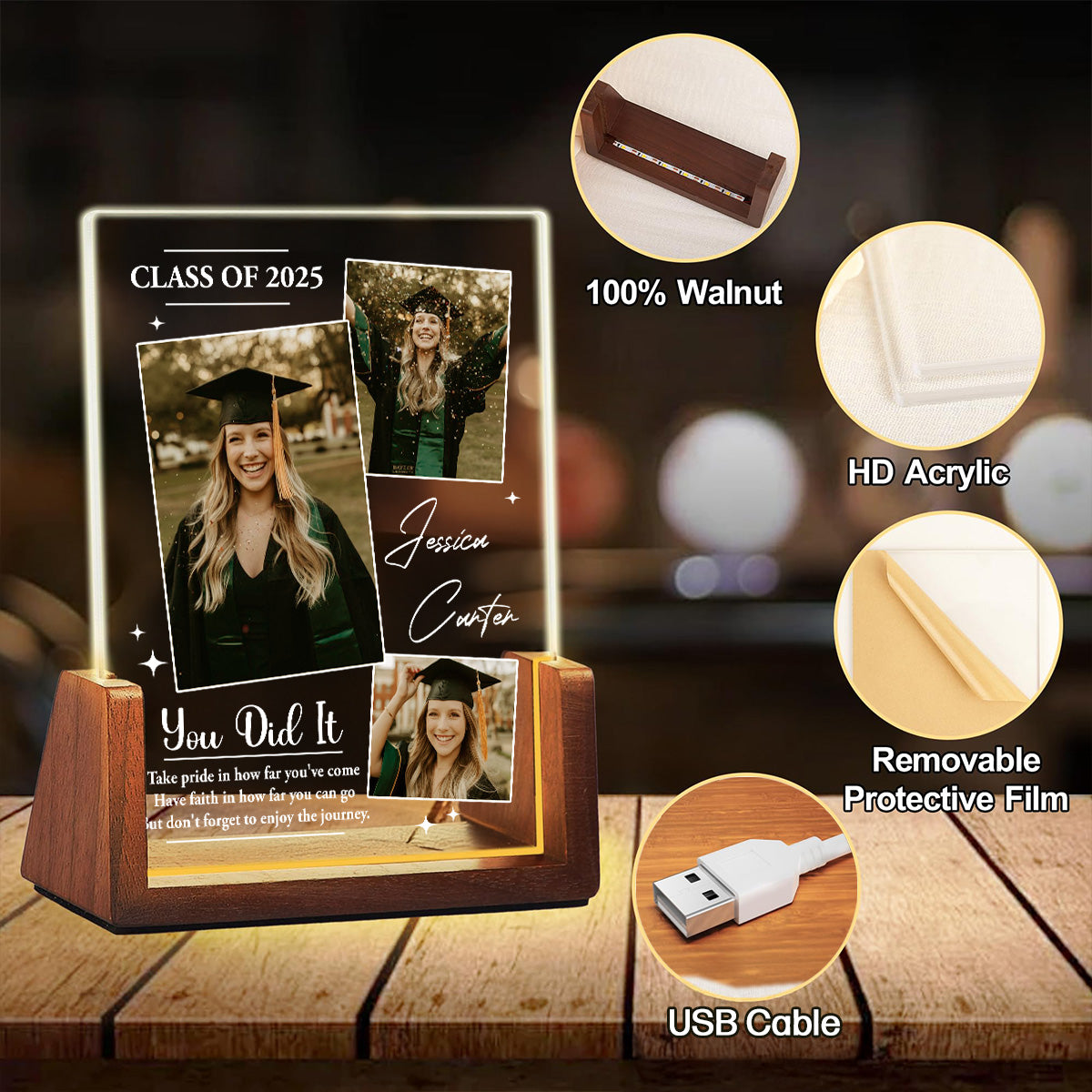 Custom Photo Gifts for Daughter & Mom, Mother's Day Birthday • Dream Big And Keep Going - Personalized Night Light