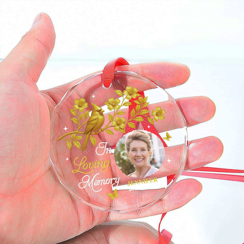 Custom Photo Memorial Christmas Ornament, Sympathy Keepsake • Our Loving Memory - Personalized Glass Ornament