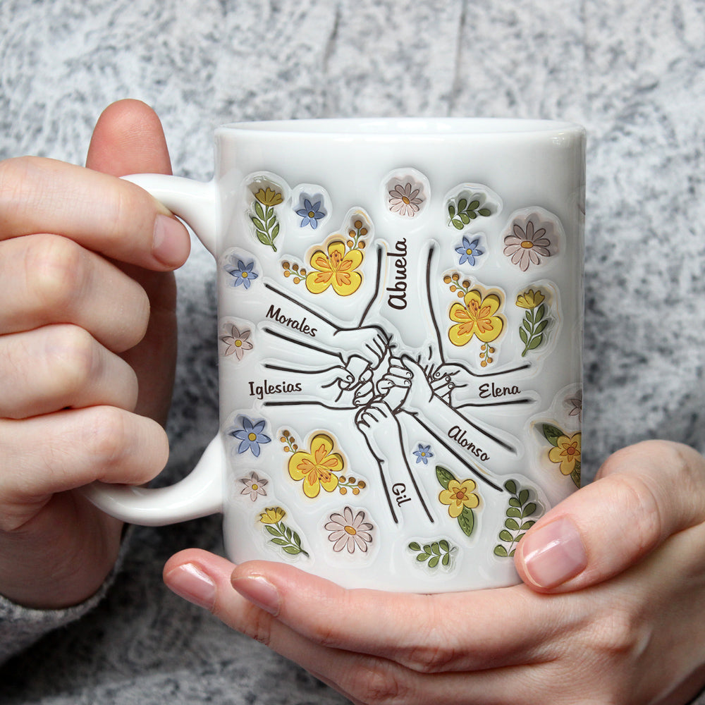 Custom Christmas & Birthday Gift For Grandma • You Hold Our Hands, Also Our Hearts - Personalized 3D Inflated Effect Mug
