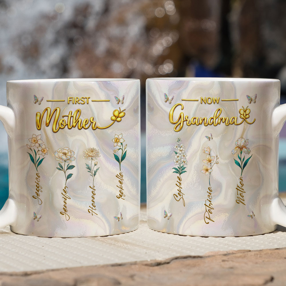 Custom Mother's Day Gift for Mom & Grandma • Flower Gift For Mom Grandma - Personalized 3D Inflated Effect Mug