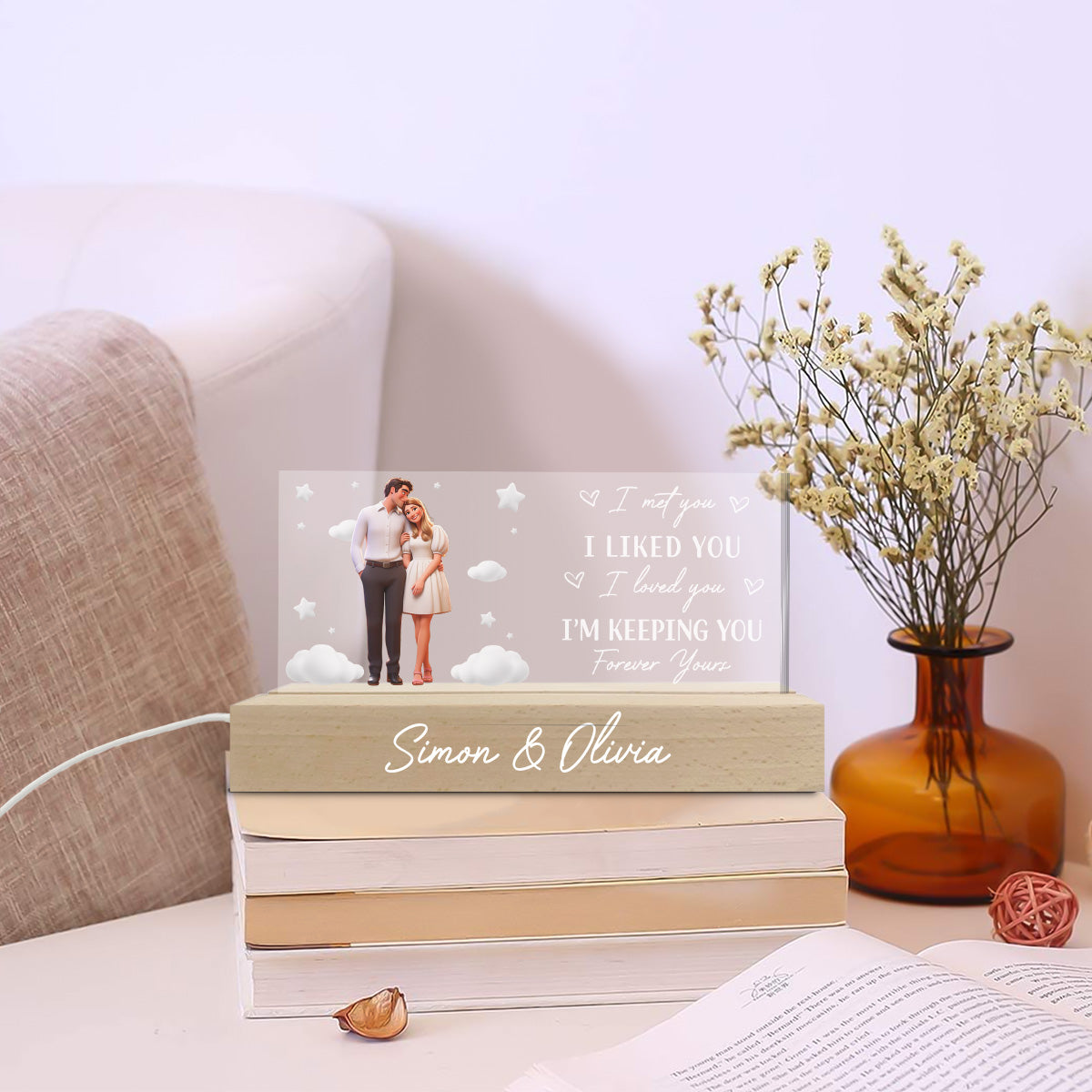 Custom Photo Couple Gift for Anniversary, Valentine's Day, Christmas • I Am Keeping You - Personalized Acrylic 3D LED Night Light