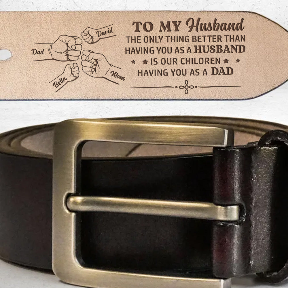 Dad Of Our Children  - Personalized Engraved Leather Belt