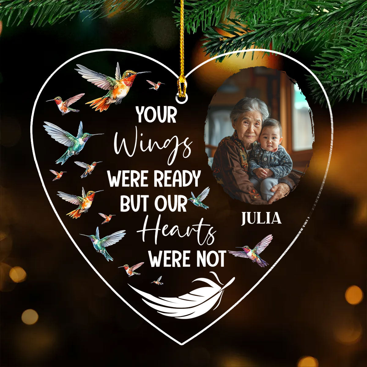 Custom Photo Memorial Christmas Ornament, Sympathy Keepsake • Always On My Mind Version 2 - Personalized Acrylic Ornament