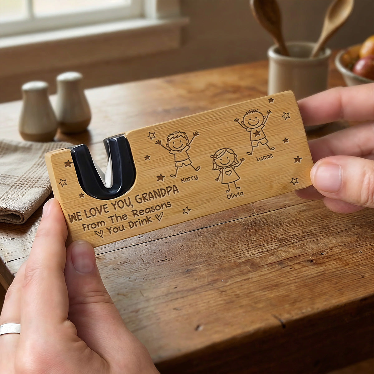From The Reason You Drink - Personalized Engraved Opener Sharpener Stowel