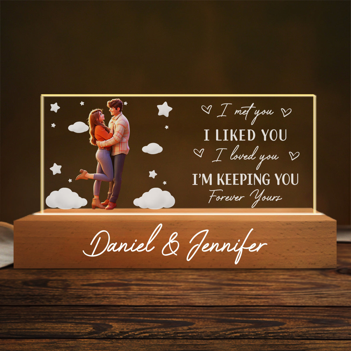 Custom Photo Couple Gift for Anniversary, Valentine's Day, Christmas • I Am Keeping You - Personalized Acrylic 3D LED Night Light