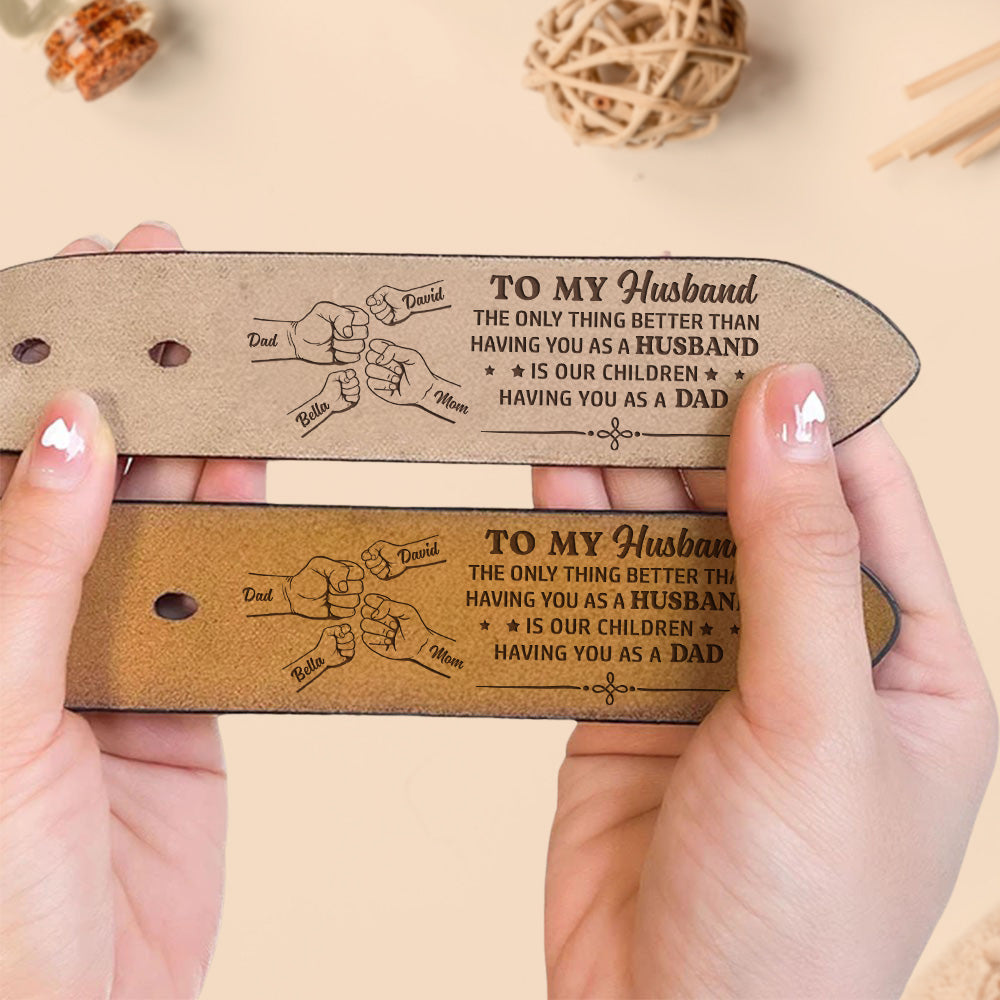 Dad Of Our Children  - Personalized Engraved Leather Belt