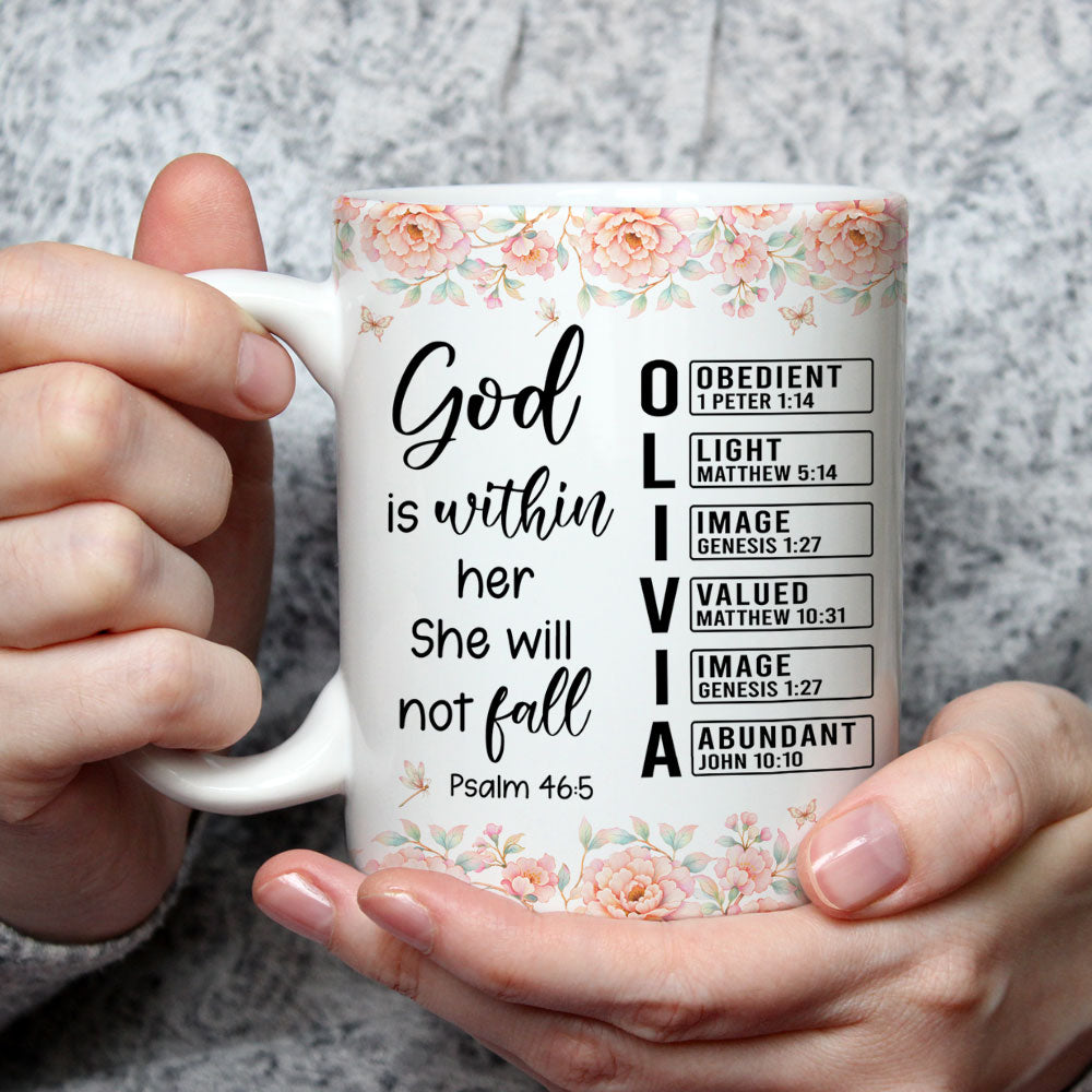 Custom Christmas & Birthday Gift for Daughter • God Is Within Her - Personalized Coffee Mug