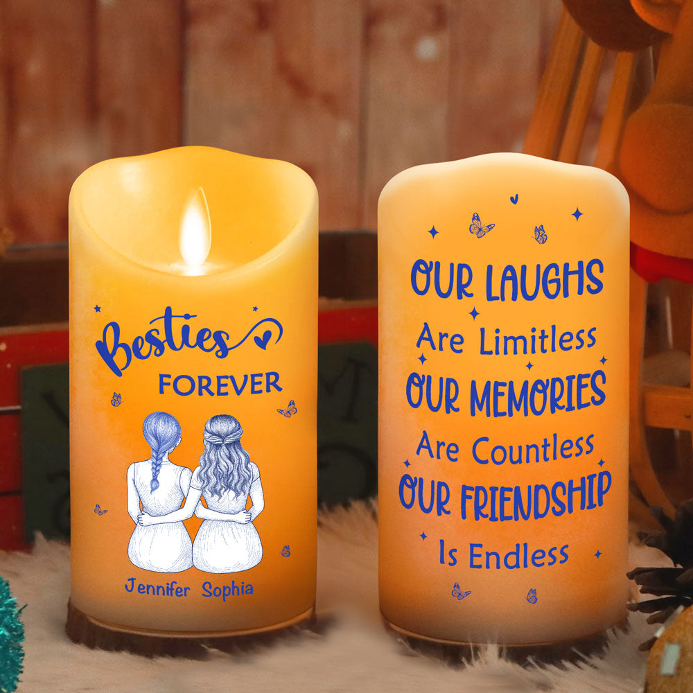 Our Friendship Is Endless Blue Toile - Personalized LED Candle