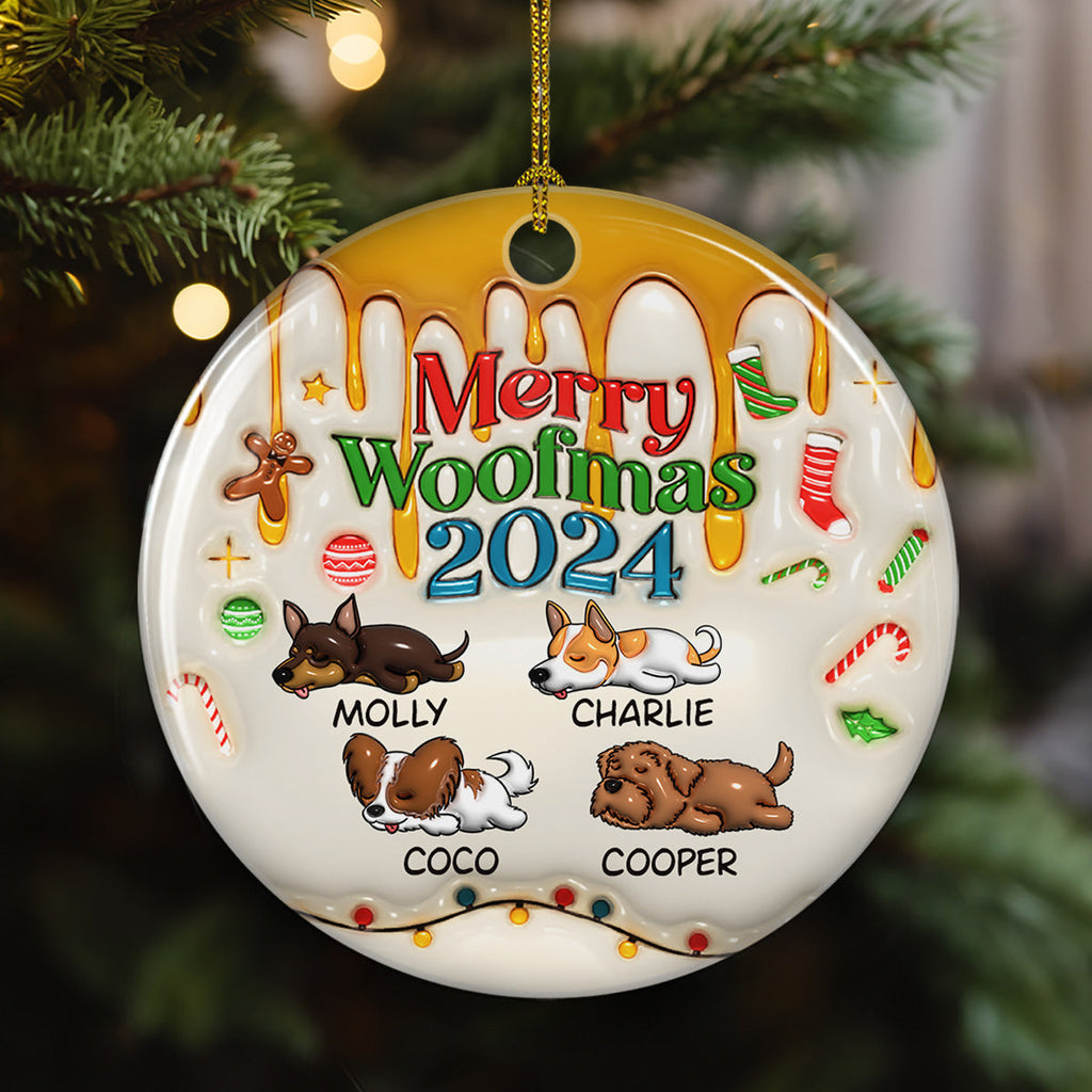 Custom Keepsake Christmas Ornament •  Happy Woofmas - Personalized 3D Inflated Effect Ceramic Ornament