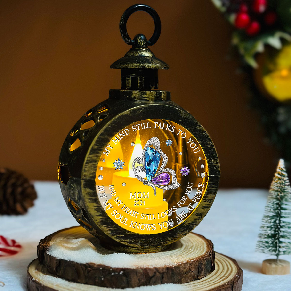 Custom Name Christmas Gifts for Loved Ones, Family Keepsake • My Soul Knows You Are At Peace - Personalized Christmas Lantern