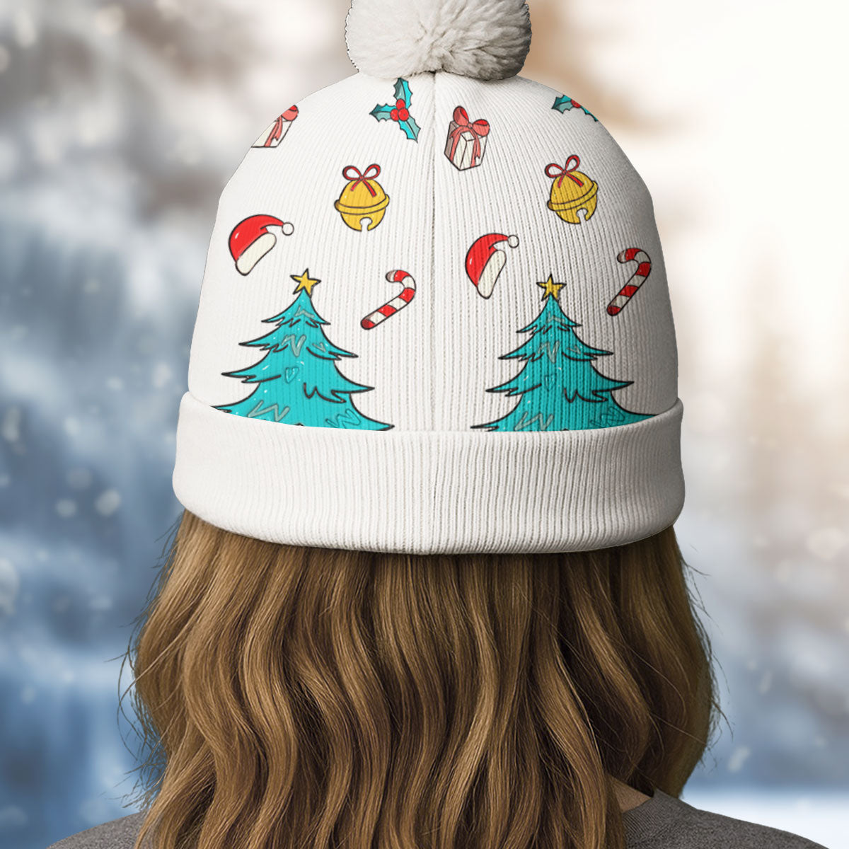 Custom Family Christmas Winter Hat • Santa Is Coming To Our Family - Personalized Bobble Beanie Hat