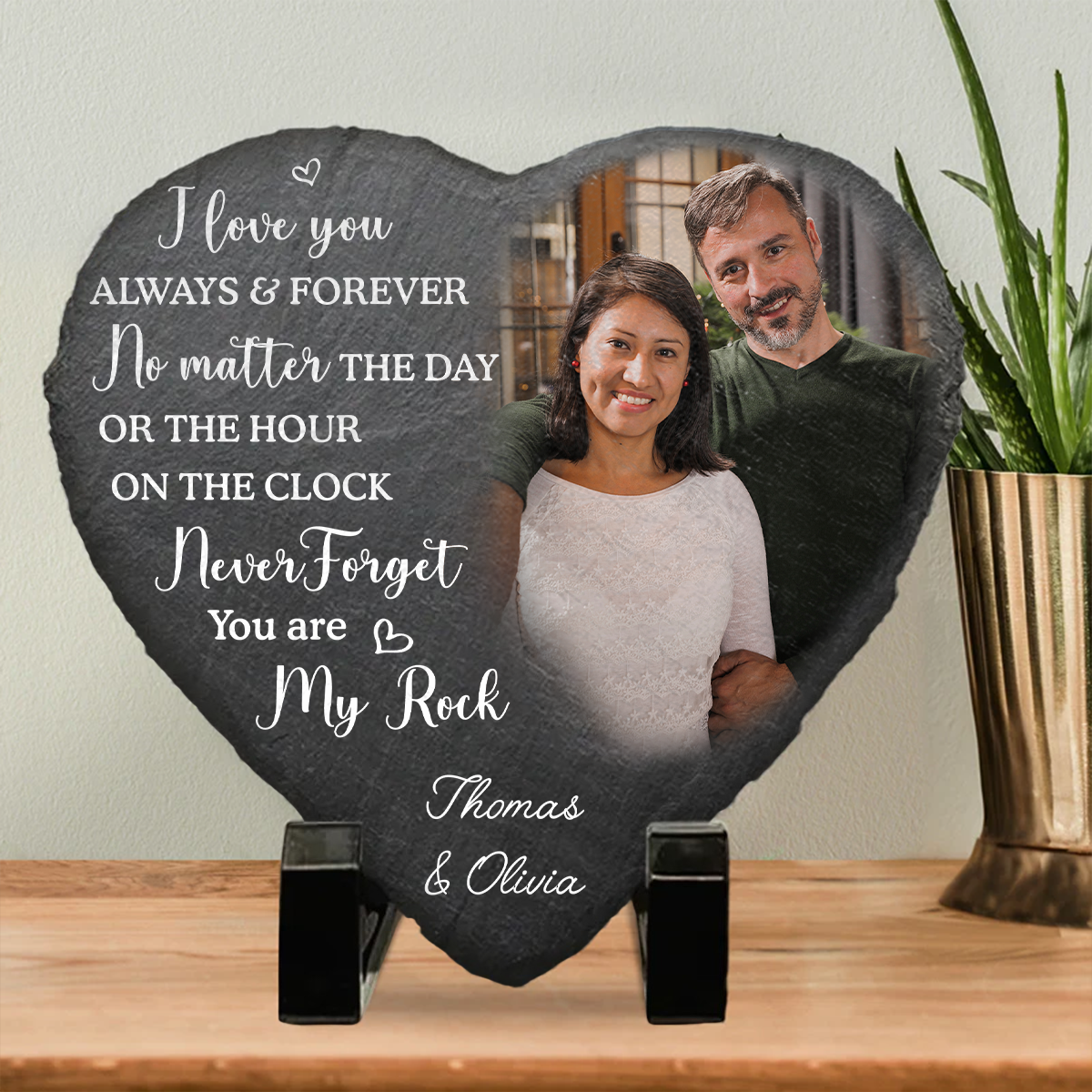 You Are My Rock - Personalized Heart Shaped Stone