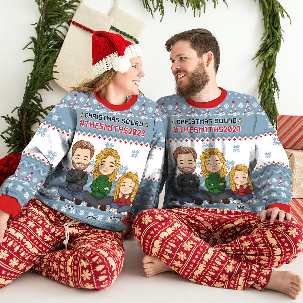 Custom Family Christmas Sweatshirt, Gift for Family Members • Family Squad - Personalized All-Over-Print Sweatshirt