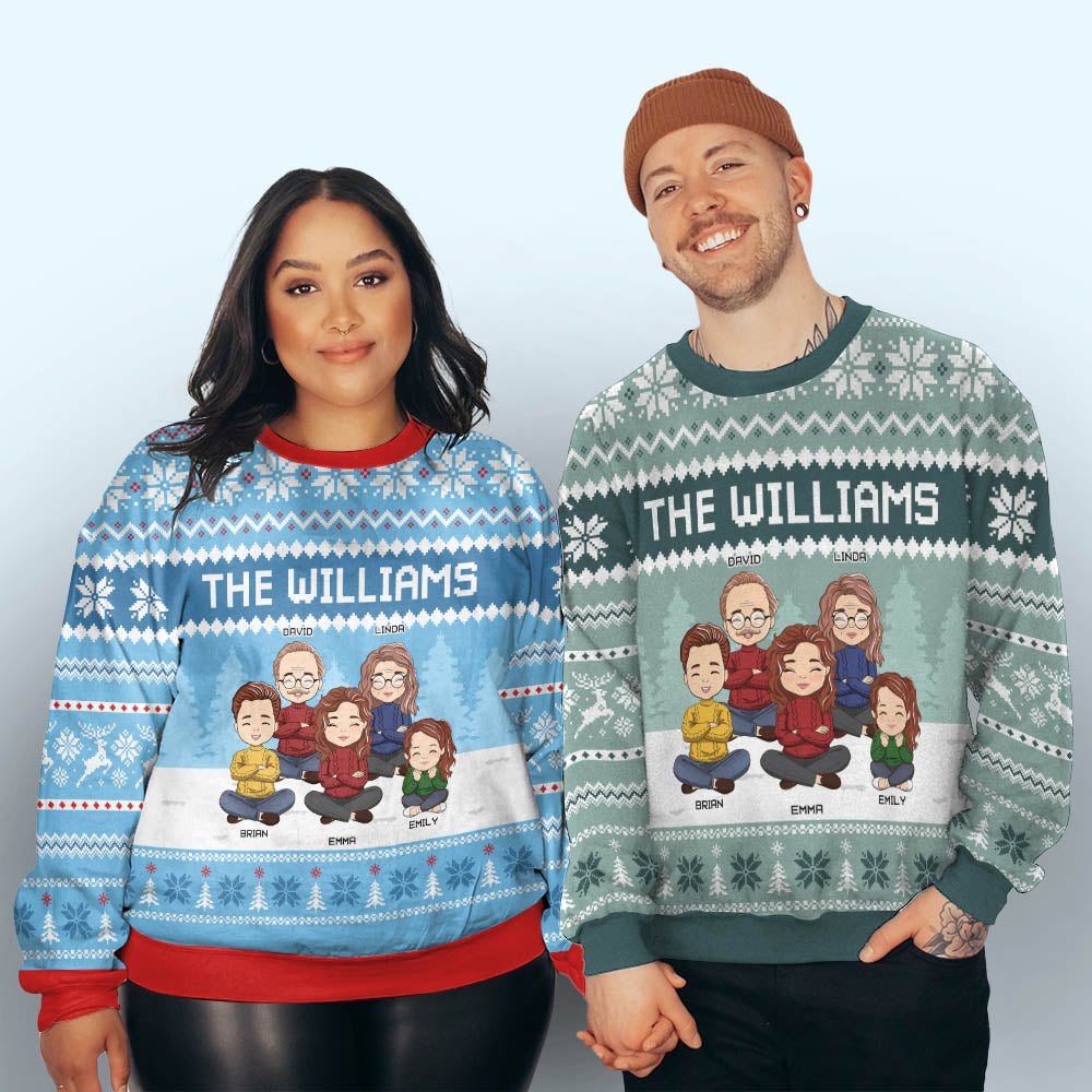 Custom Family Christmas Sweatshirt, Gift for Family Members • Our Family Sweatshirt - Personalized All-Over-Print Sweatshirt