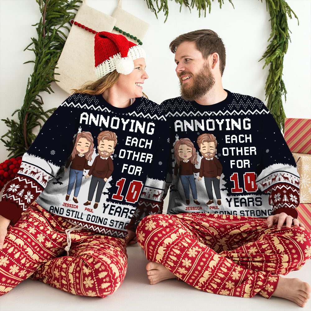 Custom Couple Christmas Sweatshirt, Anniversary Gift • Still Going Strong - Personalized All-Over-Print Sweatshirt