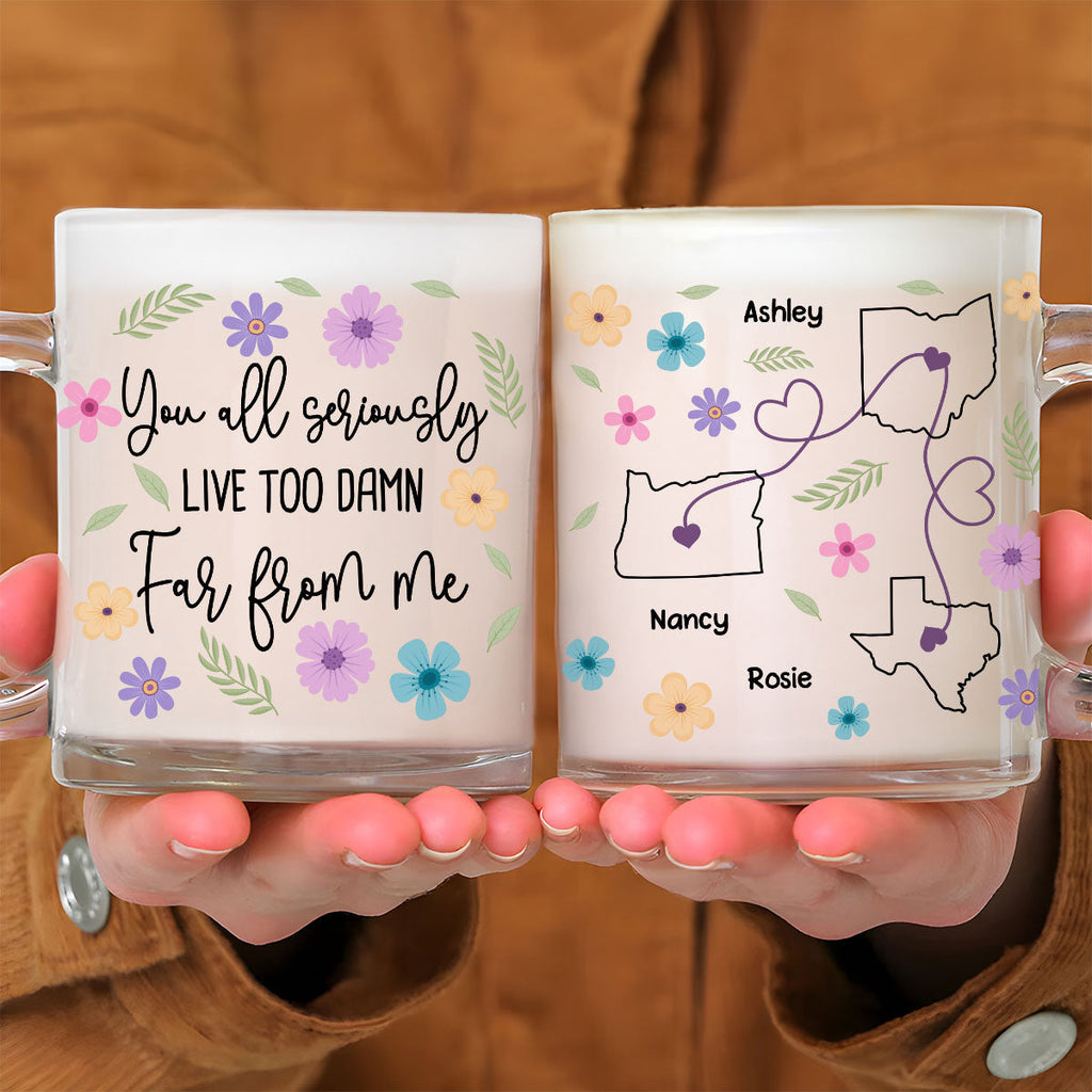 Custom Best Friend, Christmas & Birthday Friendship Keepsake Gift • Hate Being This Far - Personalized Glass Mug