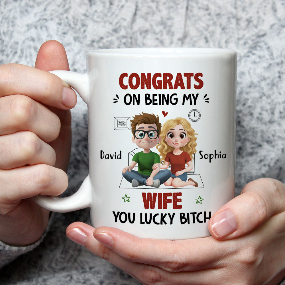 Custom Anniversary Keepsake Gifts For Couple • My Wife Won The Jackpot - Personalized Coffee Mug
