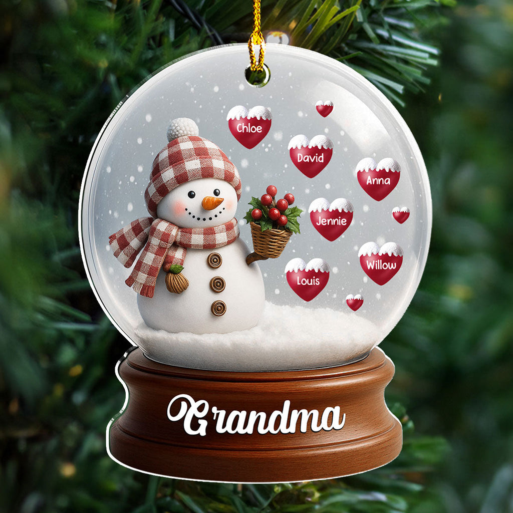 Custom Family Ornament, Christmas Gift for Family Members •  Snowman Of Love - Personalized Acrylic Ornament