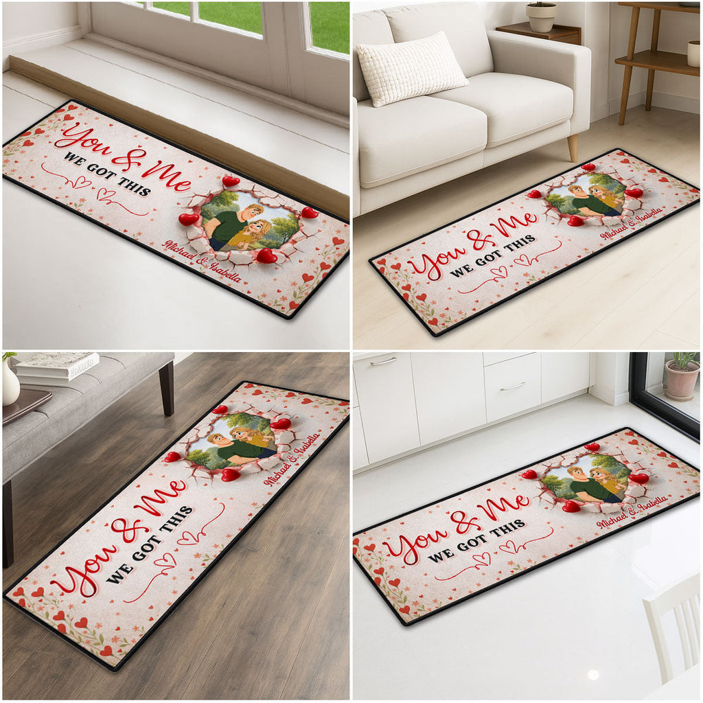 Custom Couple Rug, Anniversary Housewarming Gift For Wife Husband • You And Me We Got This - Personalized Runner Rug