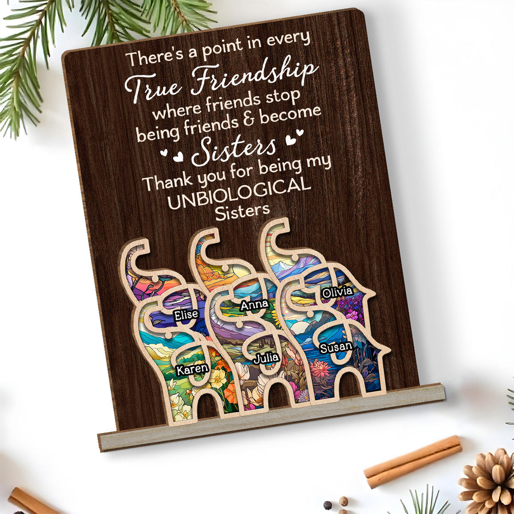 Custom Friendship Decor, Christmas Birthday Gifts For Best Friend • A Point Of This - Personalized 2-Layer Wood Plaque With Flat Base