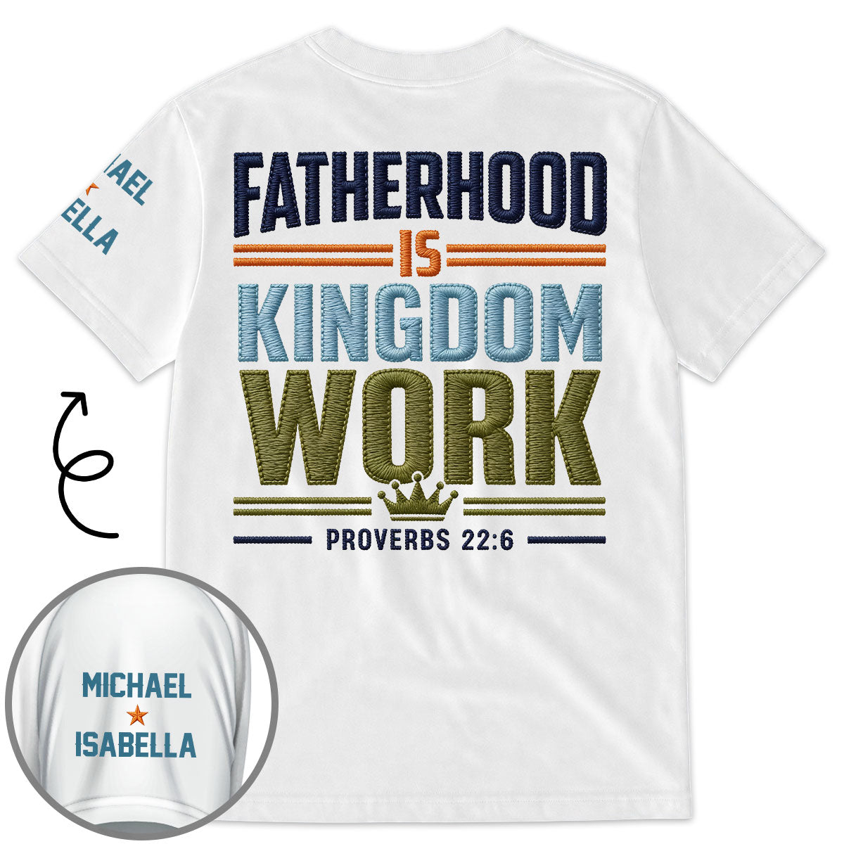 Custom Father's Day, Special Gift for Dad & Grandpa • The Kingdom Work - Personalized 3D Effect Shirt With Design On Sleeve