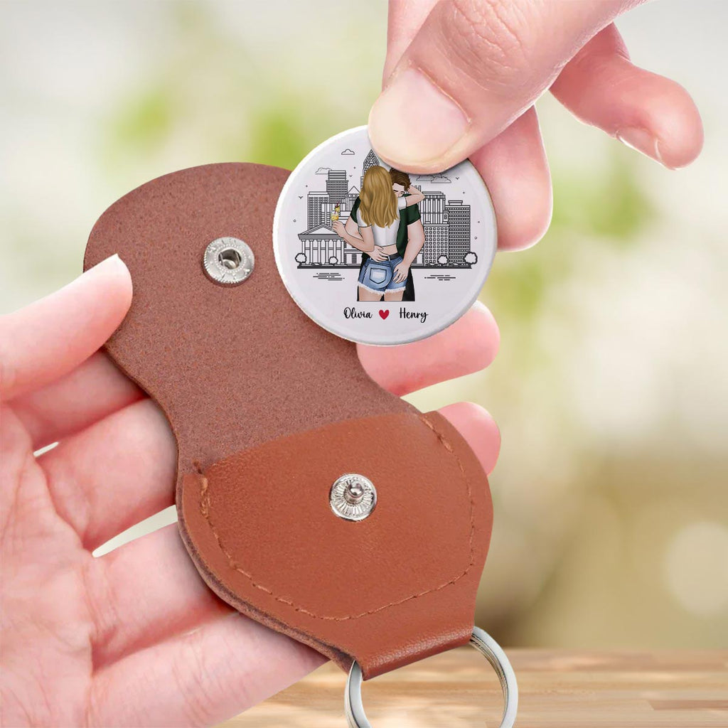 Custom Coin Keychain for Husband, Couple Anniversary Valentine's Day Gifts • Here Is A Reminder To You - Personalized Pocket Hug