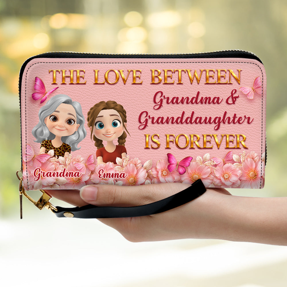 Grandma Butterfly And Flower - Personalized 3D Effect Leather Wallet