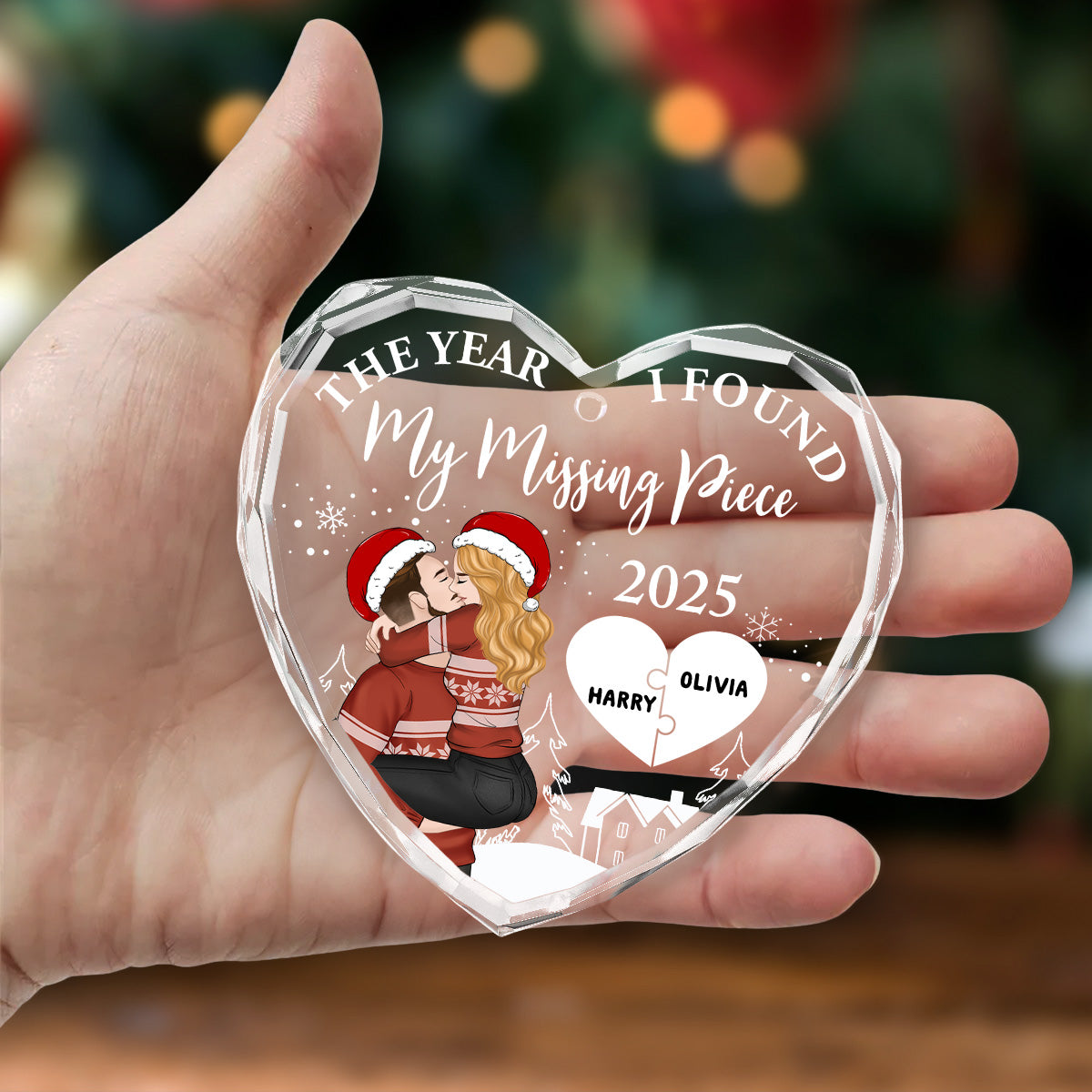 Custom Couple Christmas Ornament, Anniversary Gift •  The Piece I Found - Personalized Glass Ornament