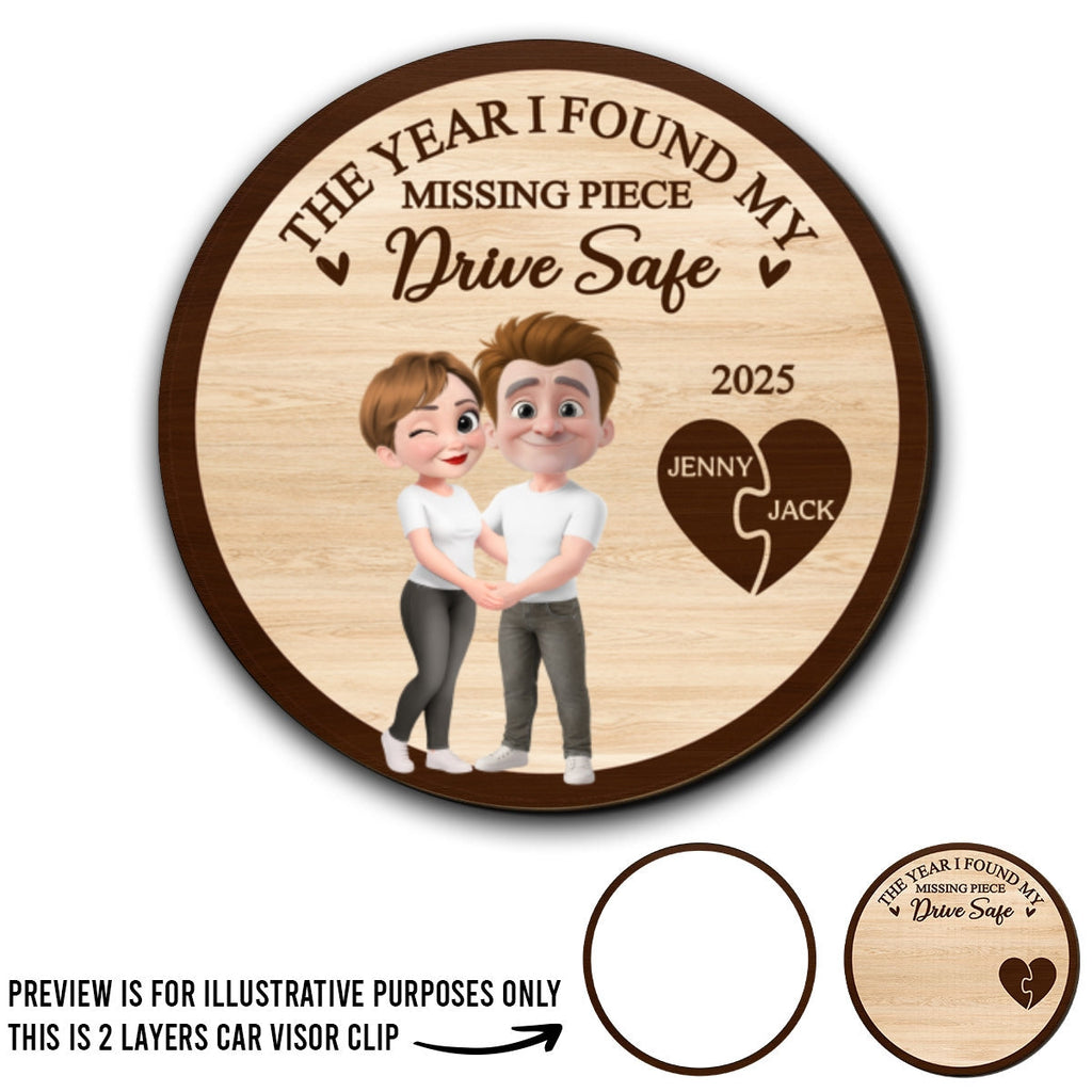 The Year I Found My Missing Piece Kissing Couples - Personalized Car Visor Clip