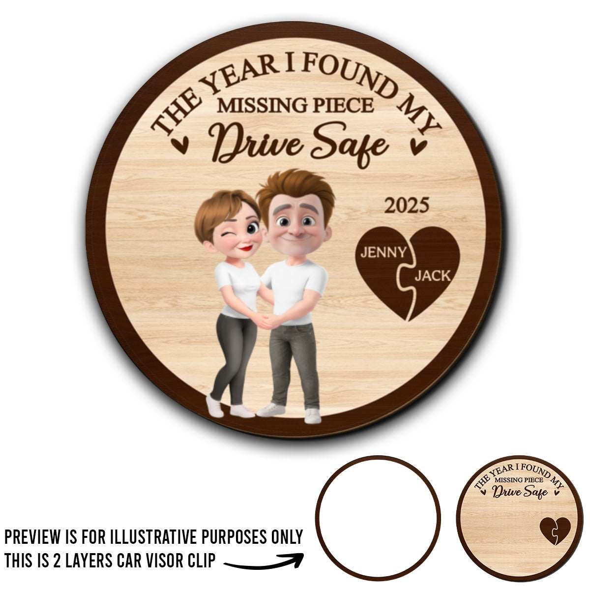 The Year I Found My Missing Piece Kissing Couples - Personalized Car Visor Clip