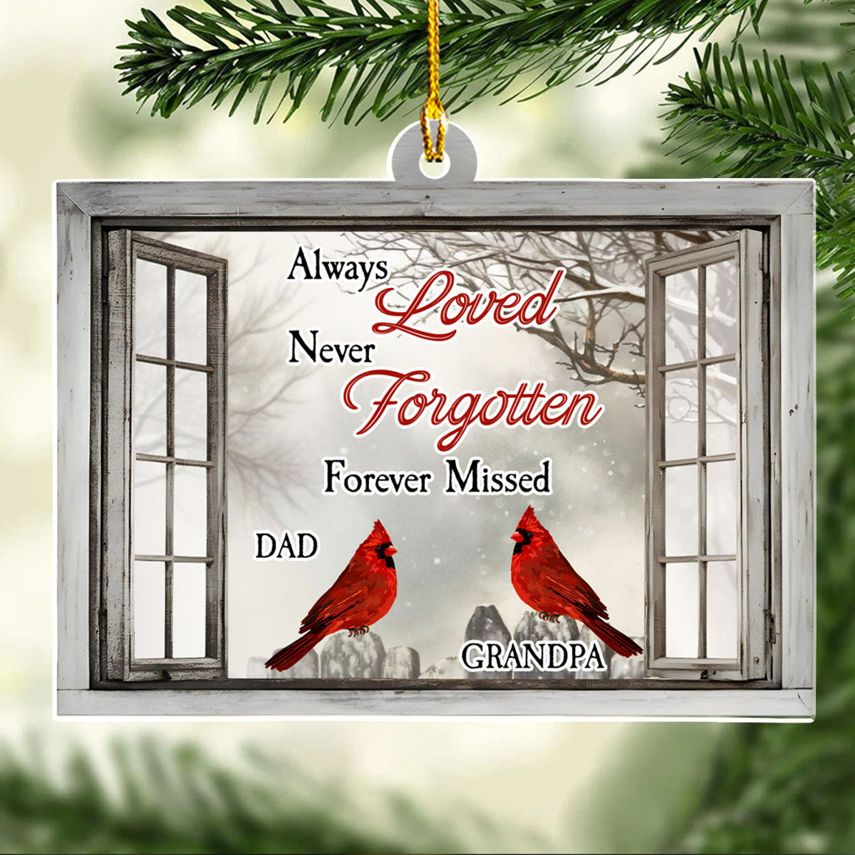 Custom Memorial Christmas Ornament, Sympathy Keepsake •  Beautiful Cardinal - Personalized Acrylic Ornament