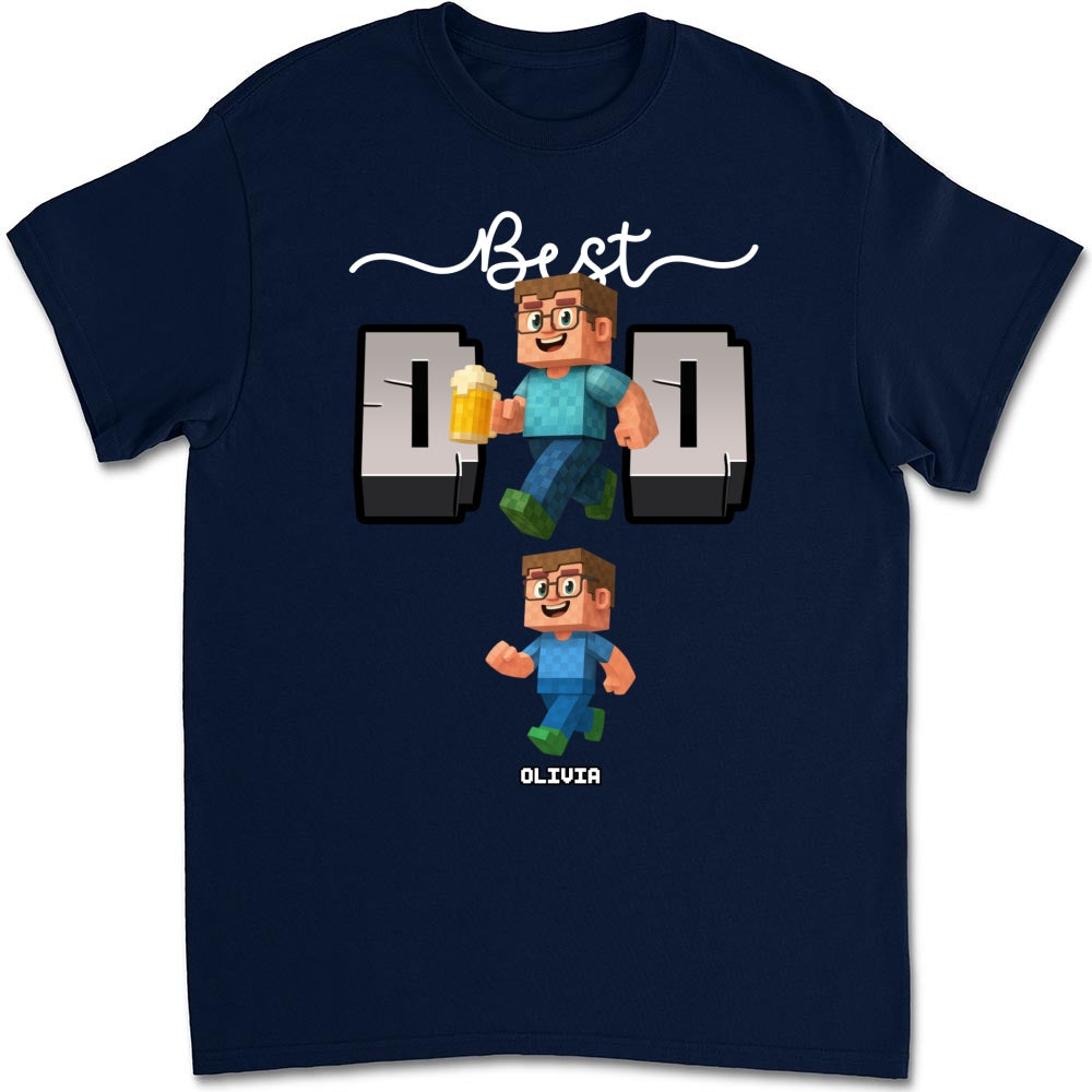 Custom Father's Day, Special Gift for Dad & Grandpa • Blocky Dad Love - Personalized Shirt