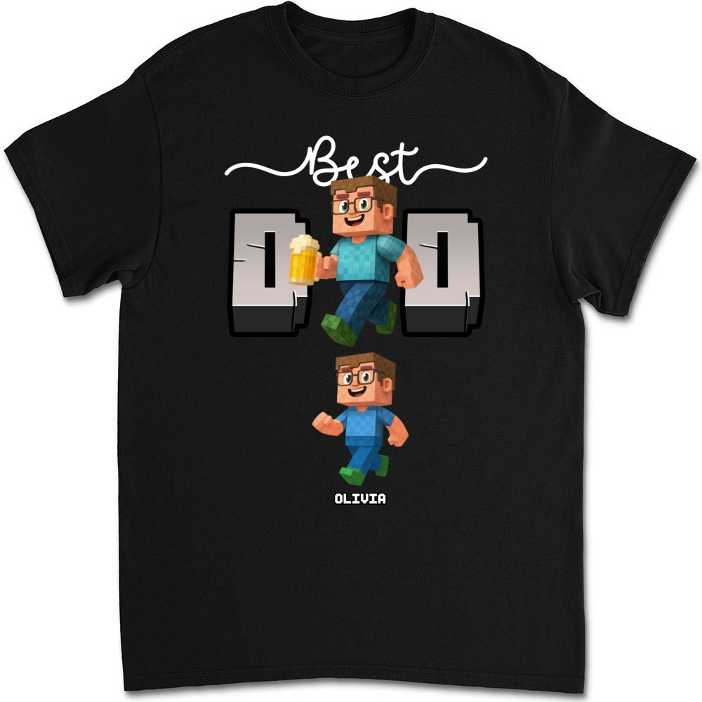 Custom Father's Day, Special Gift for Dad & Grandpa • Blocky Dad Love - Personalized Shirt