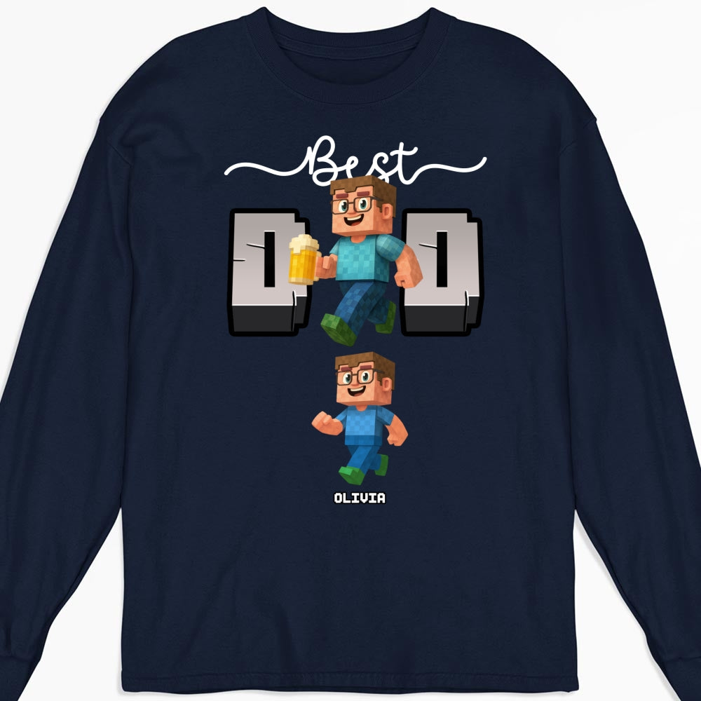 Custom Father's Day, Special Gift for Dad & Grandpa • Blocky Dad Love - Personalized Shirt