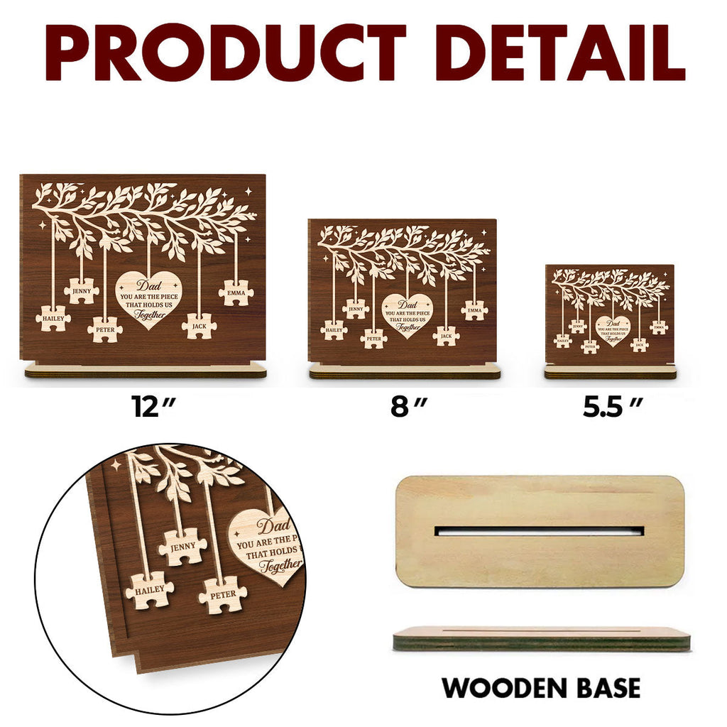 Custom Father's Day Decor, Gift for Dad & Grandpa • You Keep Us All Connected - Personalized 2-Layer Wood Plaque With Flat Base