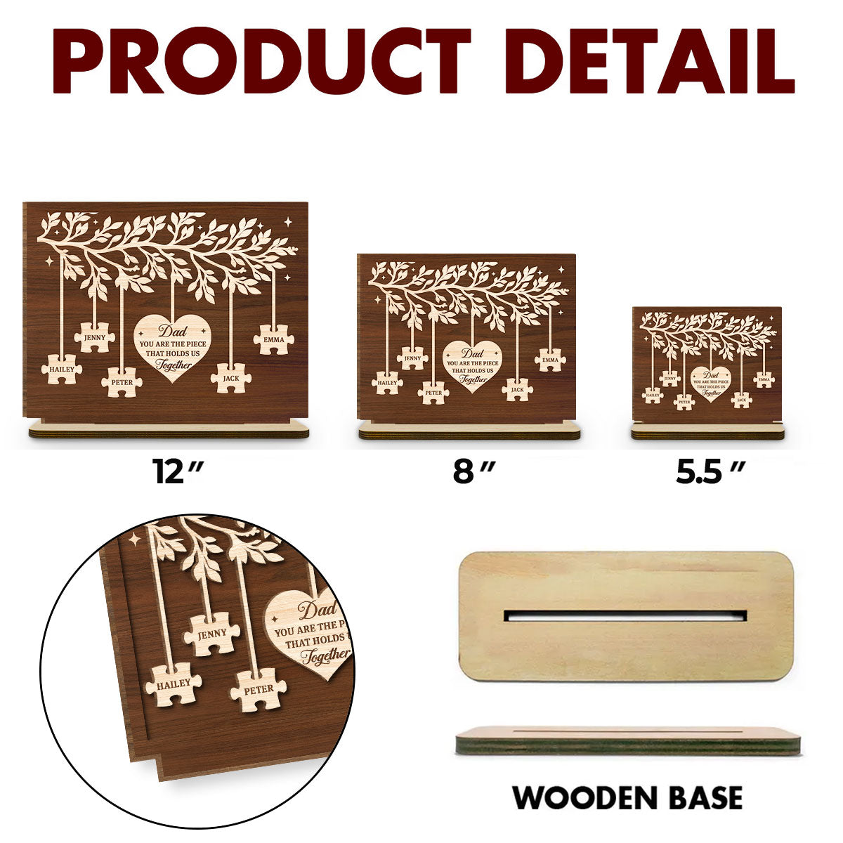 Custom Father's Day Decor, Gift for Dad & Grandpa • You Keep Us All Connected - Personalized 2-Layer Wood Plaque With Flat Base