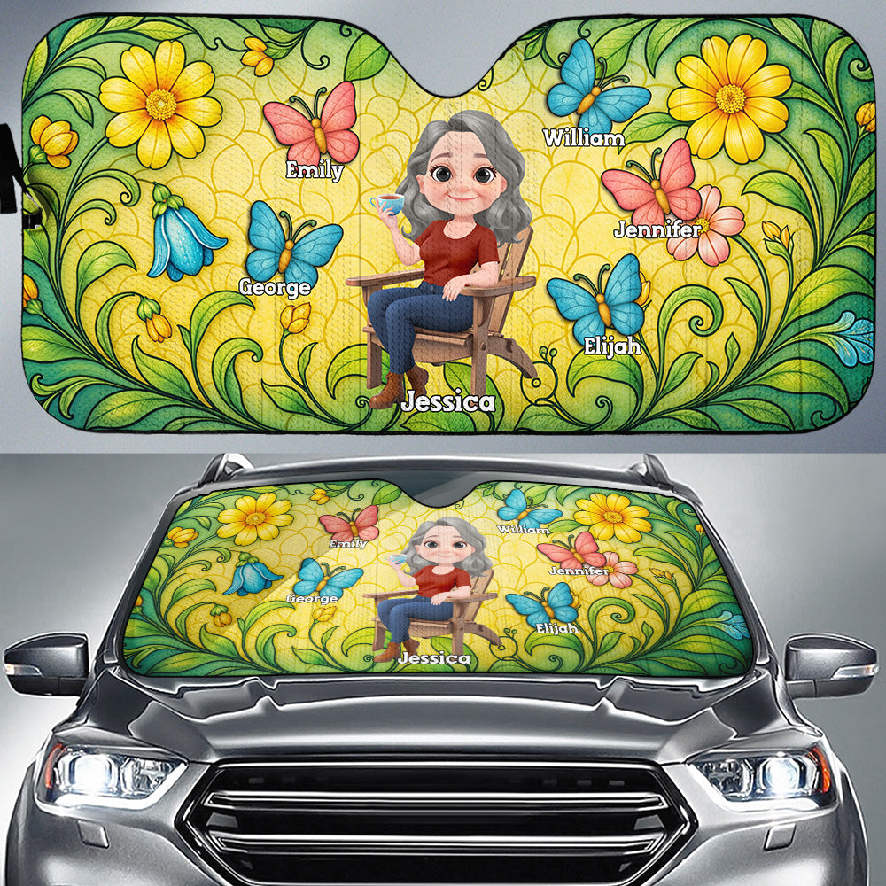 Butterfly Grandma - Personalized Car Sunshade